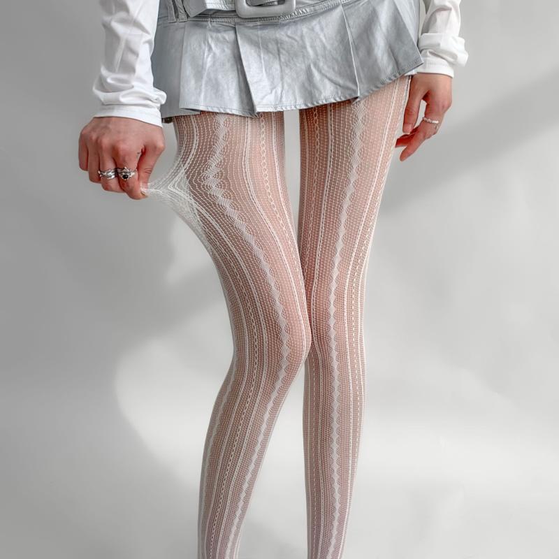 1Pair Stockings Womens Fishnet Tights Sexy Geometric Striped Pantyhose Rattan Mesh Lace Gothic Outdoor Gadgets