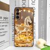 Luxury Crystal Golden Horse Pattern Phone Case for Samsung Galaxy S25 S24+ S23 Ultra S22 Plus S21 FE M53 Shockproof Soft Covers