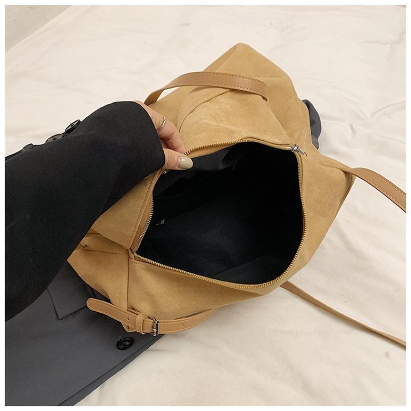 Large Capacity Suede Crossbody Shoulder Bag Vintage Simple Texture Tote Bag for Women Fashi Lazy Style Storage Commuter Bag