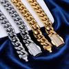 12MM Width Stainless Steel Miami Cuban Link Bracelet Iced CNC Inlay Cubic Zirconia Hip Hop Jewelry for Men Women Wholesale