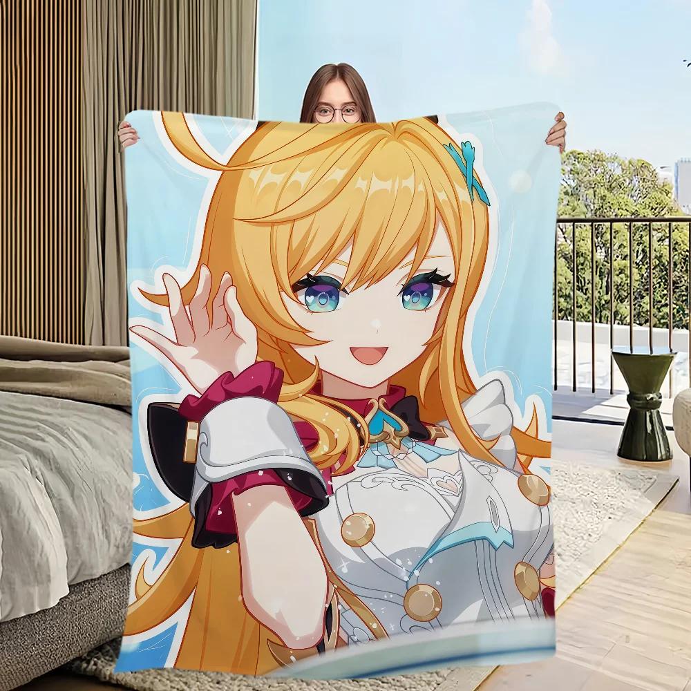 Warm Plush Throw Blanket Soft Flannel for Sofa Bedroom Office Travel Perfect Gift for Game Room and Genshin Fans