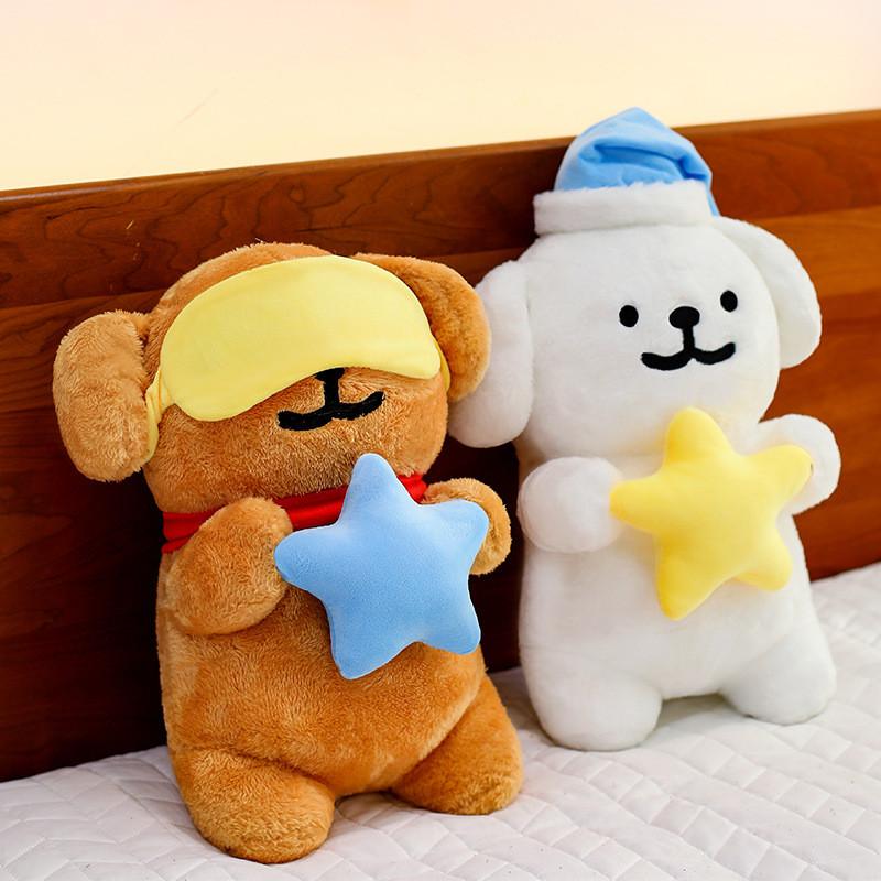 Line Art Dog Plush Toy With Starry Night Design For Couples And Gift Giving