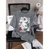 Japanese Harajuku Dragon Printing Women Washed T-Shirts Casual T Shirt Summer Hip Hop Streetwear Cotton Oversized Clothes