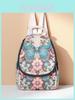 Ethnic Embroidered Canvas Backpack For Women With Multiple Compartments For Daily Use