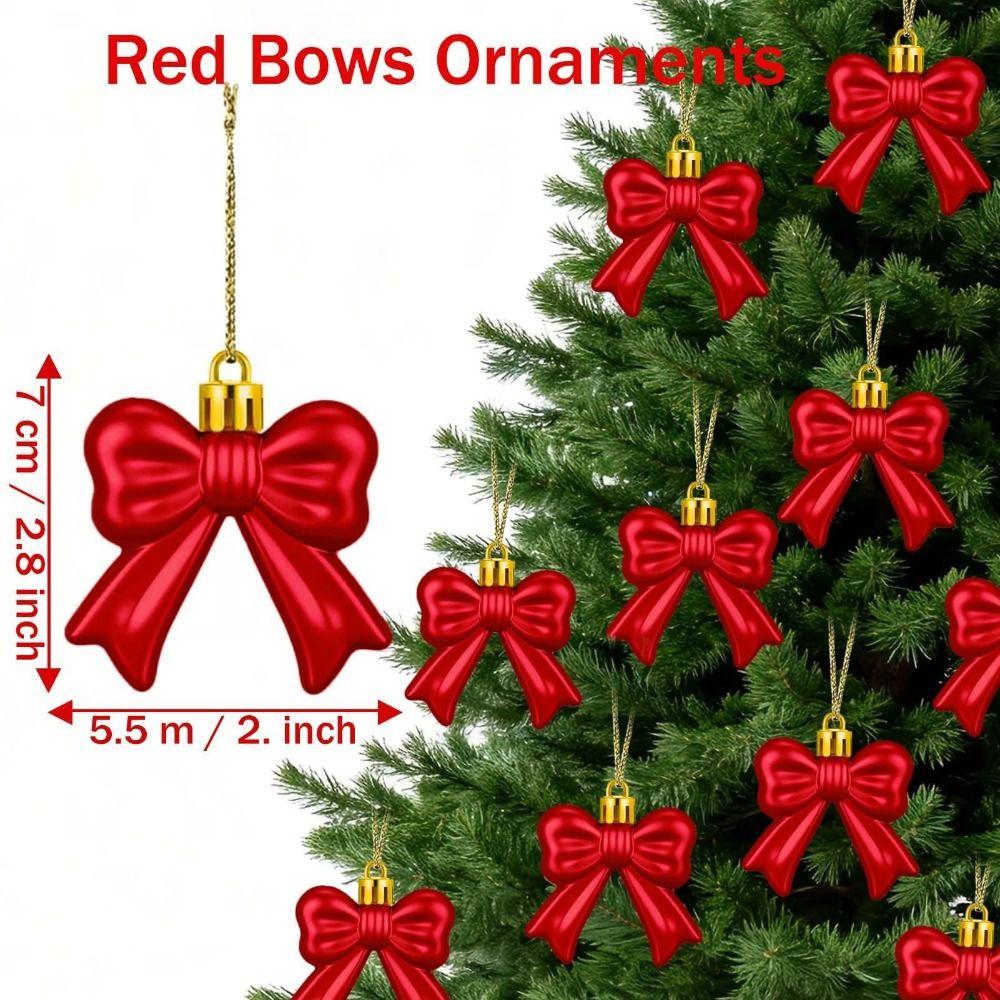12Pcs/Set Creative Christmas Bowknot Pendant 3D Bowknot Hanging Pendant Party Supplies