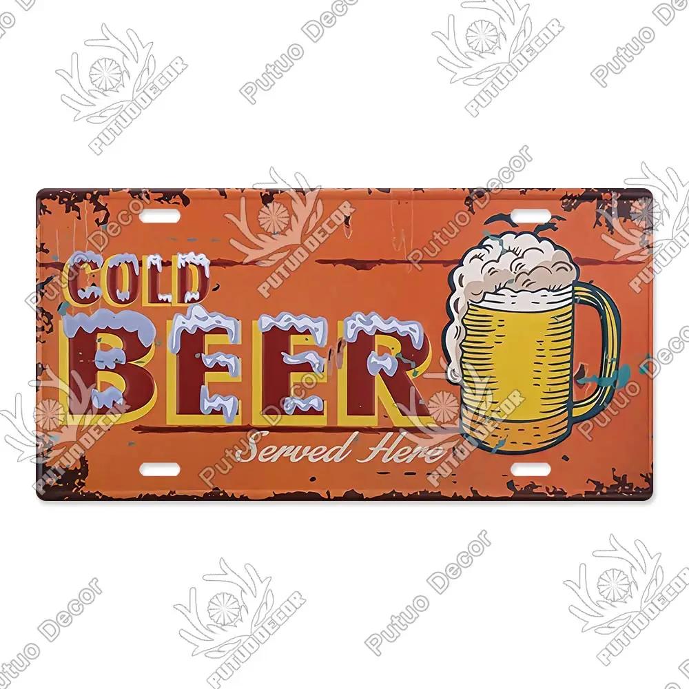 Putuo Decor Bier Metallschild Blechschild Plakette Metall Vintage Nummernschild Dekoration für Bar Pub Man Cave Wohnzimmer Wanddeko