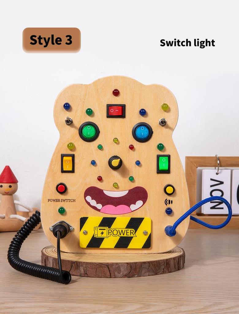 Montessori Wooden Sensory Busy Board with Light Switch and Key