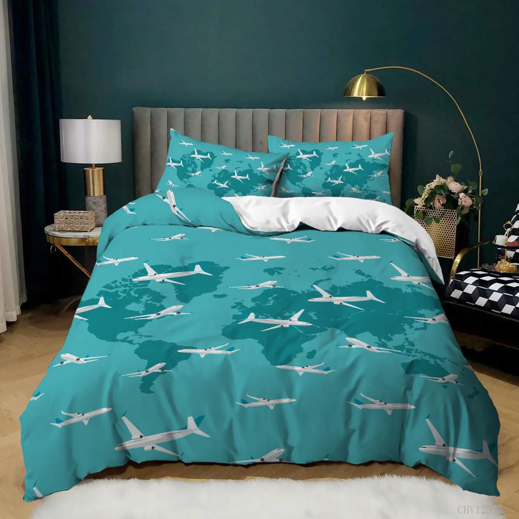 Factory Home Textiles Cartoon Airplane Three-Piece Quilt Cover Bedding New