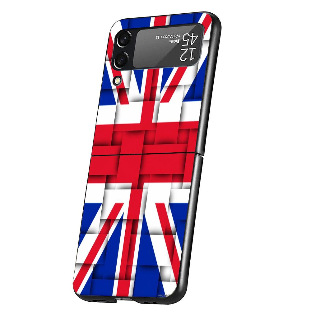 Union Jack England UK Flag Cover Phone Case For Samsung Galaxy Z Flip 7 6 5 4 3 5G Flip7 Flip6 Flip5 Flip4 Flip3 Black Fundas Sh