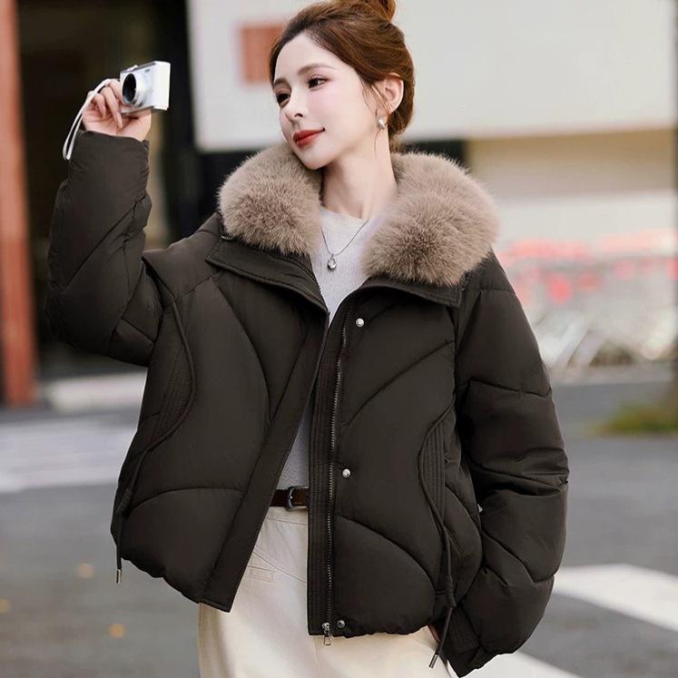 Mom's big fur collar down cotton clothes winter new middle-aged and elderly women's clothing thickened jacket large size cotton clothes