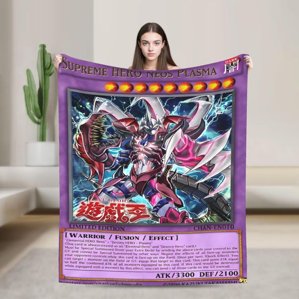Anime Yu Gi Oh Card Blankets  Flannel Funny Breathable Throw Blankets for Bedding Lounge Textile Decor
