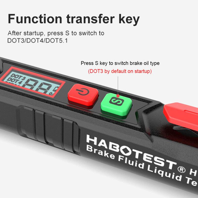 1pc Brake Tester Pen LCD Brake Fluid Oil Tester Dust Prevention Brake Fluid Tester 2x1.5v AAA Battery Auto Brake Fluid Tester