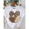 Summer Round Neck 3D Leopard Print Heart Print Top Fashionable Casual Short Sleeved Women's T-shirts