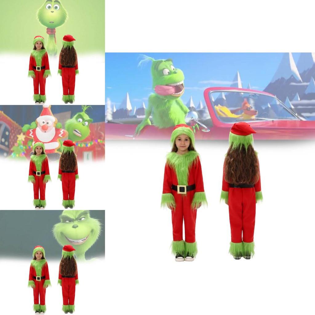 Adorable Christmas Grinch Costume For Kids In Soft Polyester For Festive Celebrations