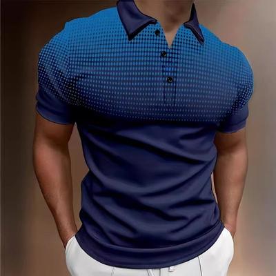 Summer Polo Shirt Button Gradient Men's Sports Polo Shirts