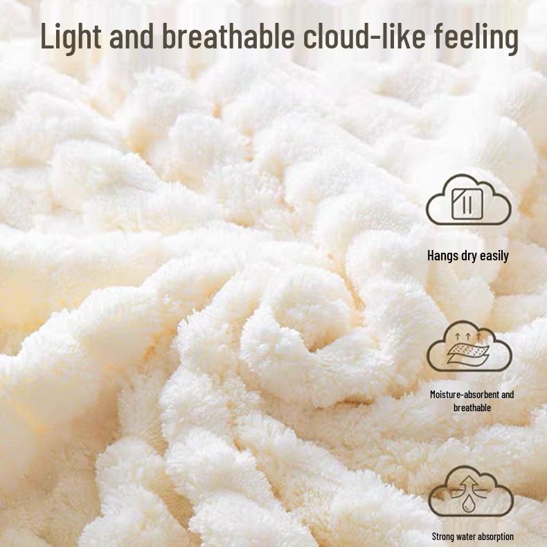 Gaoyang Soft Coral Fleece Plaid Bath Towel Set - Absorbent, Non-shedding, Golden Turtle Design