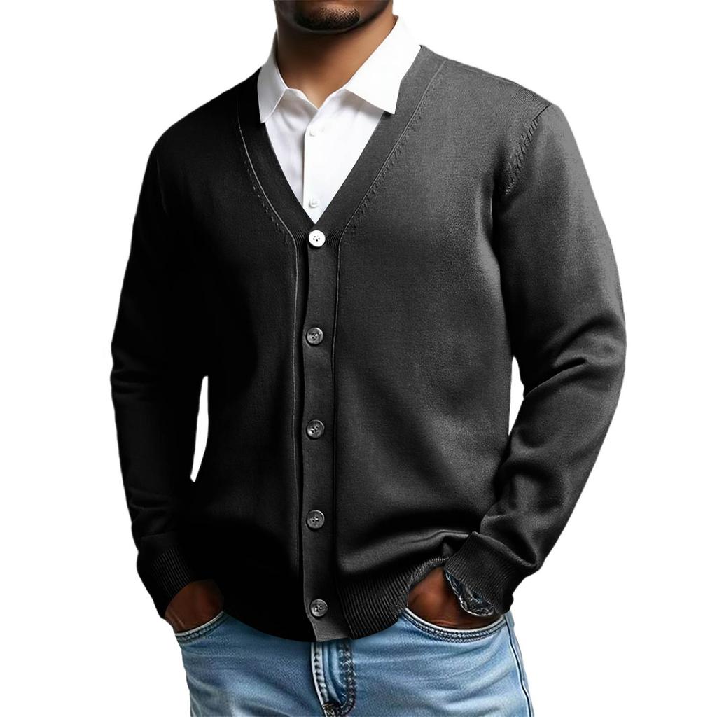 Men's Knit Sweater V Neck Long Sleeve Casual Comfort Color Long Sleeve Top