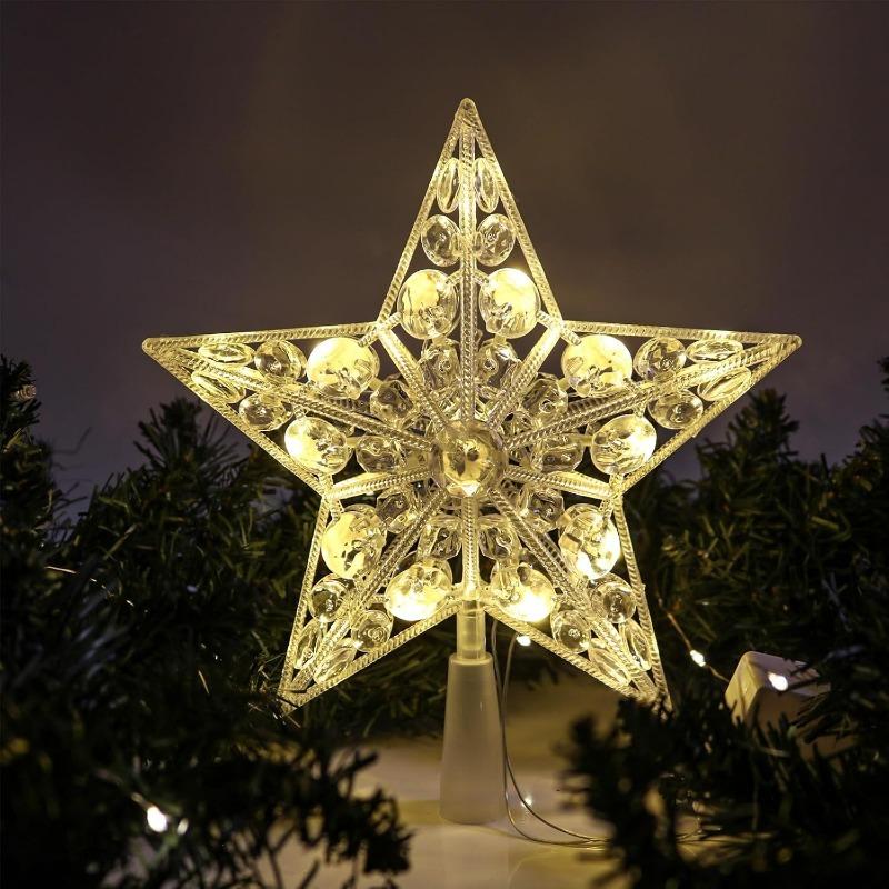 15/18cm Juldekoration LED Stjärnlampa Julgranshänge Ornament för Heminredning Navidad Nyår 2025 Present Tillbehör