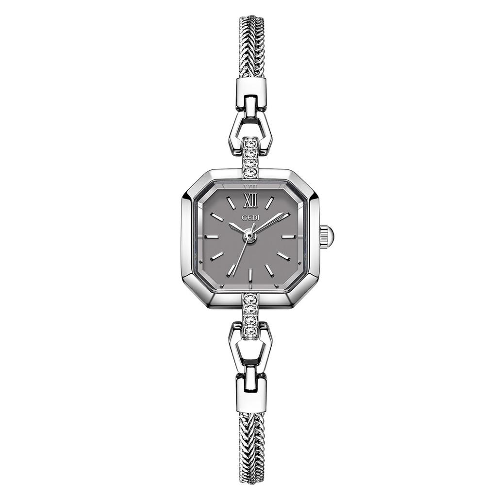 Square Fashionable Exquisite High-End Alloy Quartz Watch, Light Luxury Retro Niche High-Value Women'S Watch