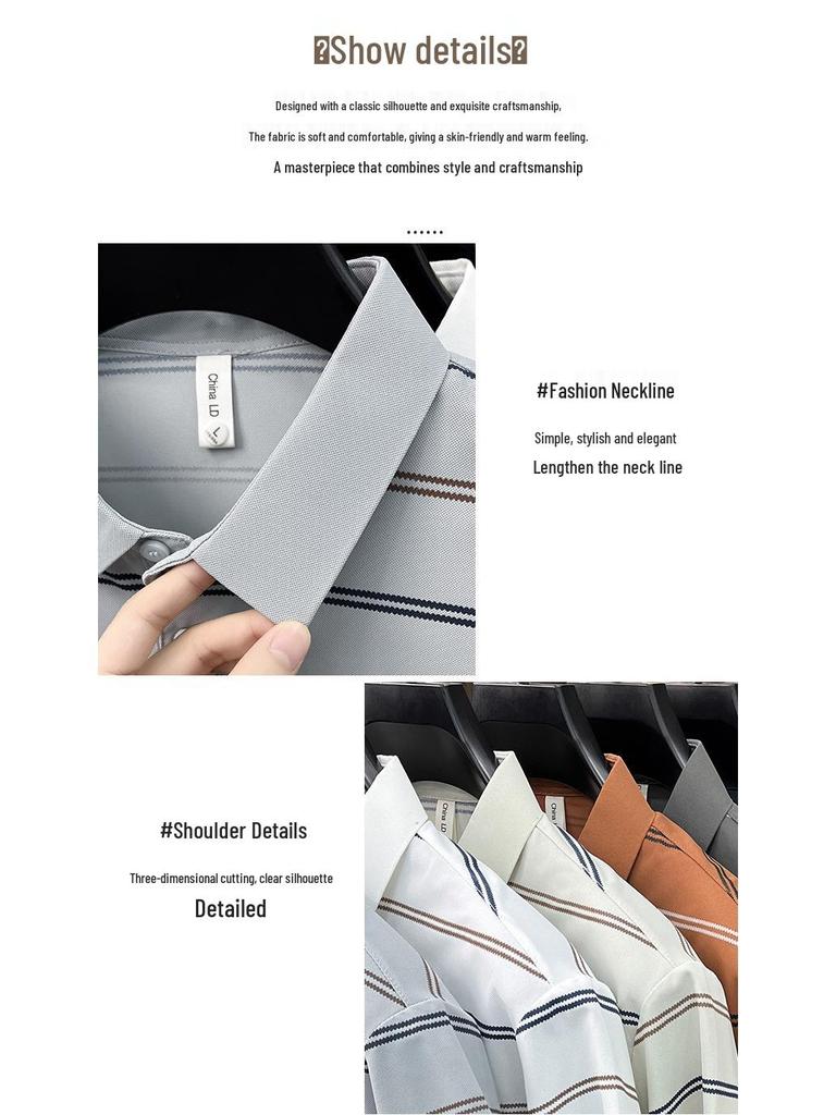 Polo Estiva a Righe da Uomo con Revers e Tasca Vera - Top Casual da Lavoro a Maniche Corte