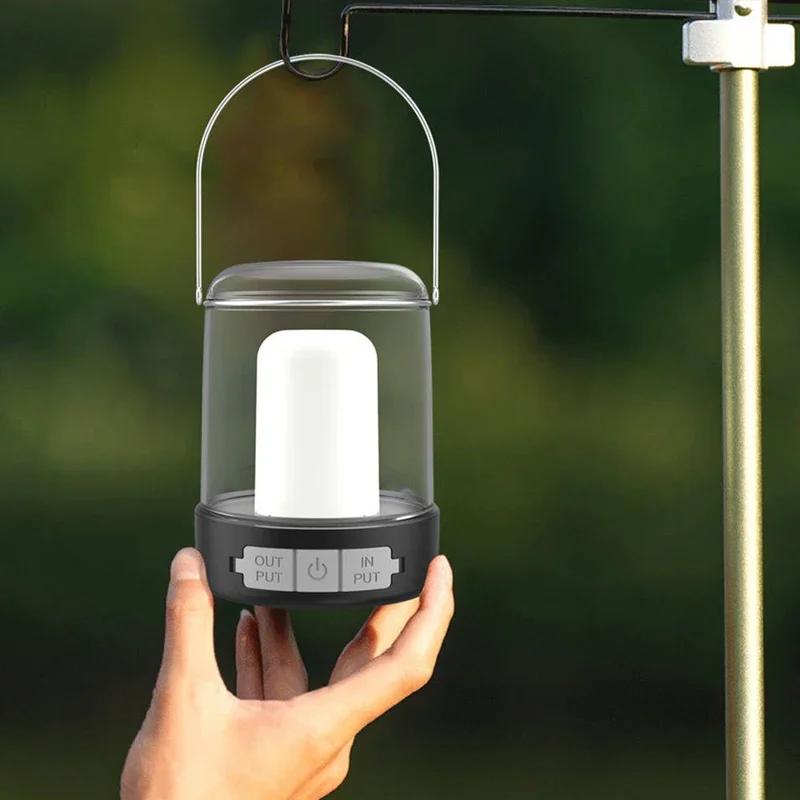 Type C Rechargeable Camping Light Portable Camping Lanterns Hanging Tent Light 3 Lighting Modes Outdoor Waterproof Travel Lamp