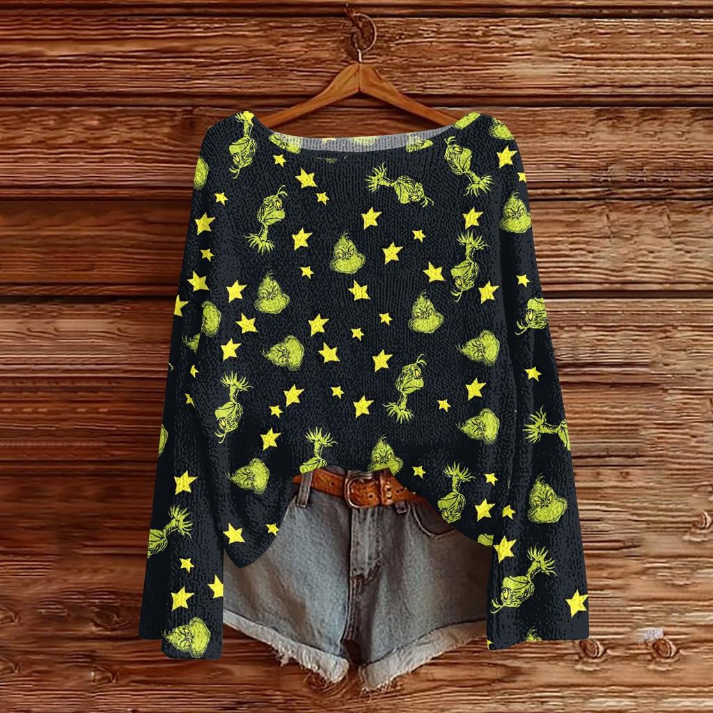 Christmas Sweatshirts For Women Knit Sweater Cute Shirt Fall Crewneck Pullover Tops