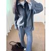 Half Zipper Polo Neck Pullover Knitted Sweater Women's New Casual Wide-leg Pants Two-piece Autumn and Winter Suit