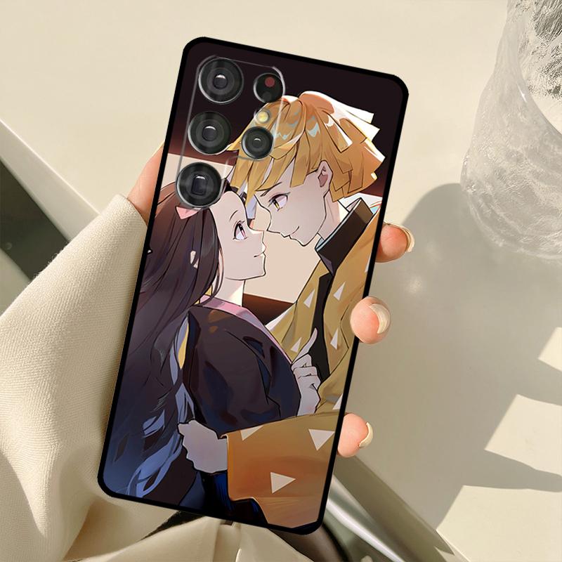Pouzdro Demon Slayer Nezuko a Zenitsu pro Samsung Galaxy S22 Ultra S20 FE Note 20 Note 10 S8 S9 S10 Plus S21 Ultra Kryt