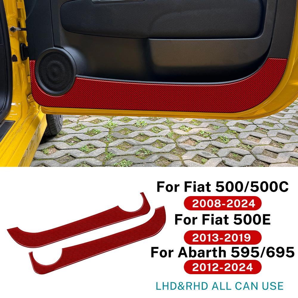 For Fiat 500 500C(2008-2024)/Fiat 500E(2013-)/Abarth 595 695(2012-2024) Soft Carbon Fiber Sticker Car Door Anti-Kick Trim