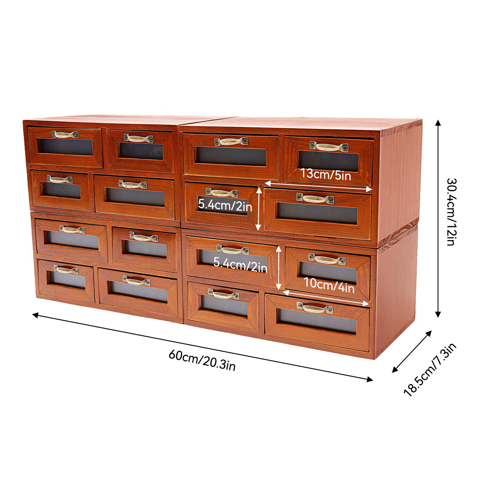 Bamboo Desk Organizer With Drawers Desktop Storage Cabinet Box Wooden Storage Box Tabletop Storage With 16 See-Through Drawers коричневый