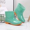 High tube rain shoes water shoes women's long tube rain boots warm beef tendon thick sole catch the sea water boots car wash kitchen work rubber shoes