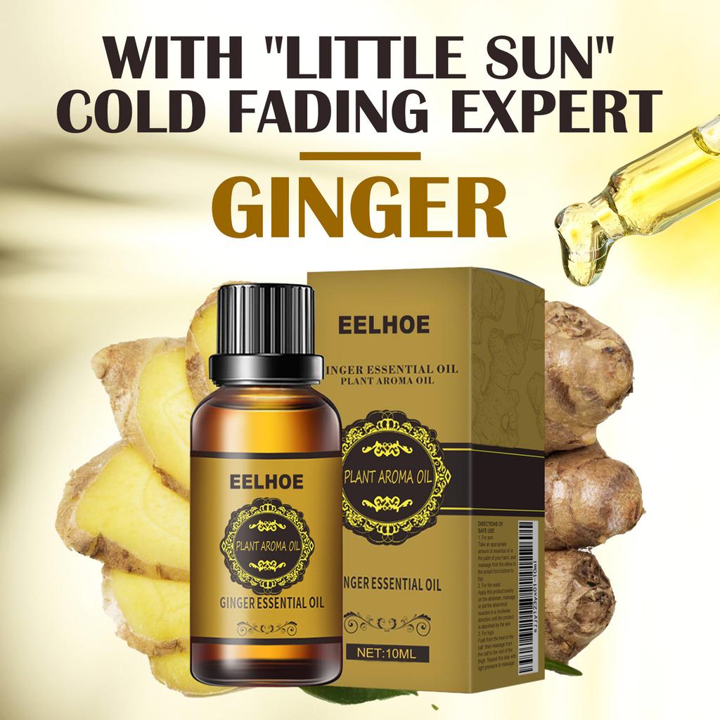 Óleo de Massagem de Gengibre EELHOE 10ml - Óleo Corporal Hidratante para Pele Suave, Hidratante e Nutritivo, Óleo Essencial Natural para Massagem Corporal