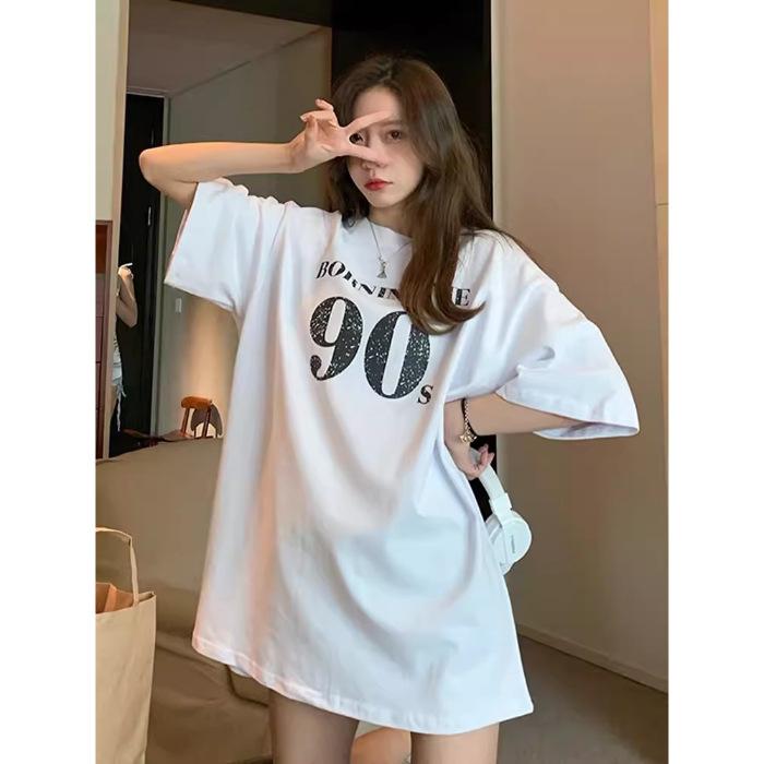 

[Плотный гребенной чистый хлопок] Футболка с коротким рукавом и 100% свободной печатью на заднем воротнике S