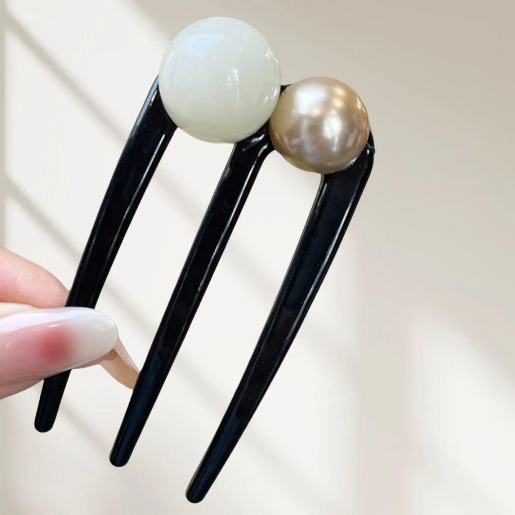 U-shaped Acetic Acid Hairpin Simple Beads Hair Stick Women Girls Colored U-Shaped Irregular Hairpin Jewelry Styling  Accessories