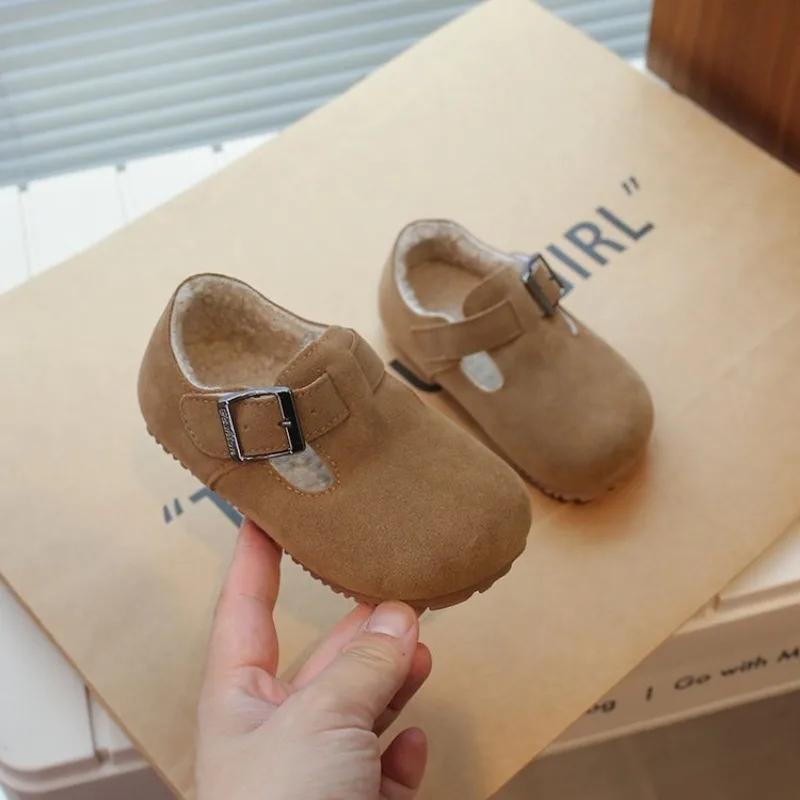 Toddler Kids Casual Shoes Plush Warm Buckle Soft Children Flats Boys Girls Autumn Winter Leisure Fashion Baby's Cotton Shoes