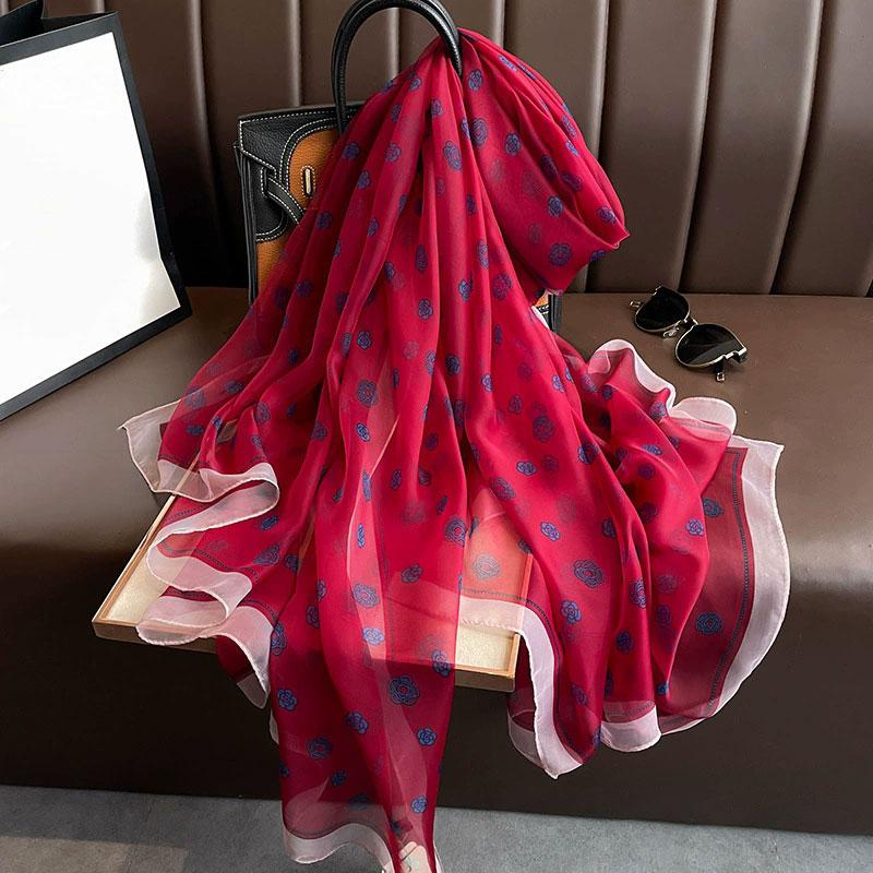 New  Silk Scarf Female Fashion Beach Pashmina Bufanda Folral Women Shawl Wraps Bandana Ladies Scarves Large Foulard Echarpe