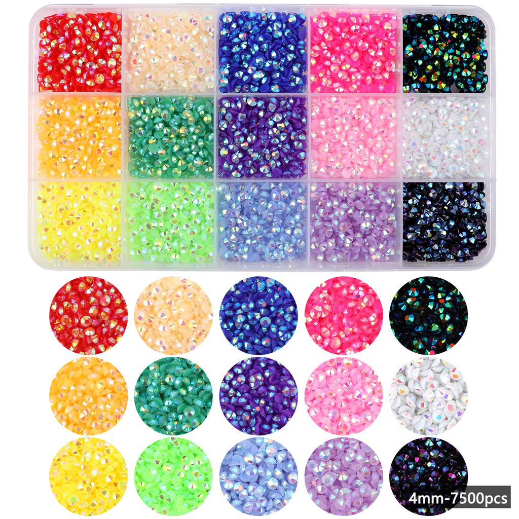 15-Kleur Hars Platte Bodem Boor, Kleur Ab Boor, Gemengde Kleur Acryl Boor, Handgemaakte Diy Sticker Boor, Grote Transparante Diamant Sieraden Set.