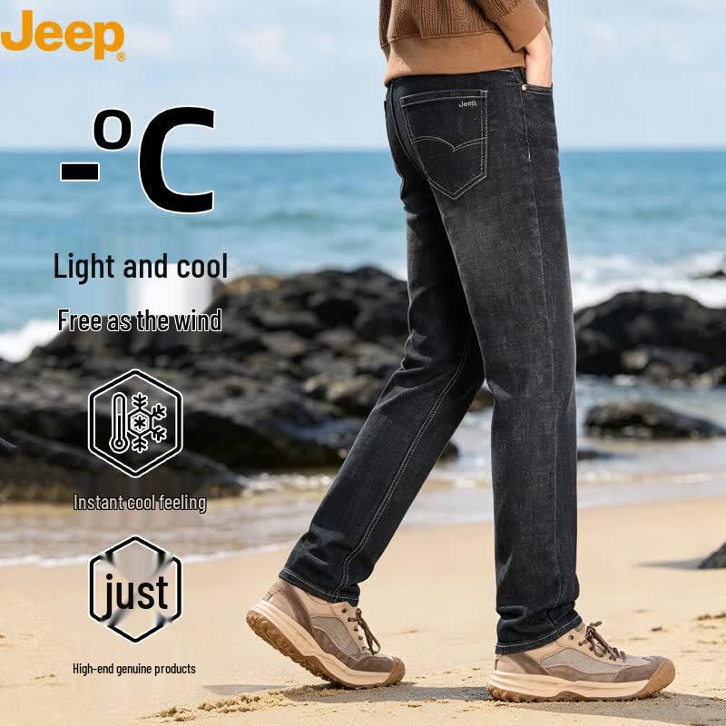 JEEP Men s Breathable Straight-Leg Loose Fit Denim Jeans 31 чёрный