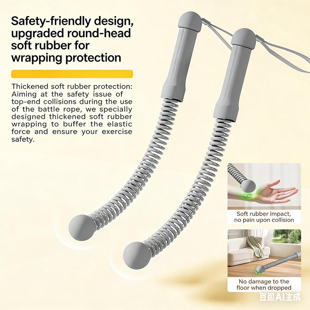 New Cordless Spring Battle Rope for Indoor Outdoor Fitness Training, Arm Muscle Exercise