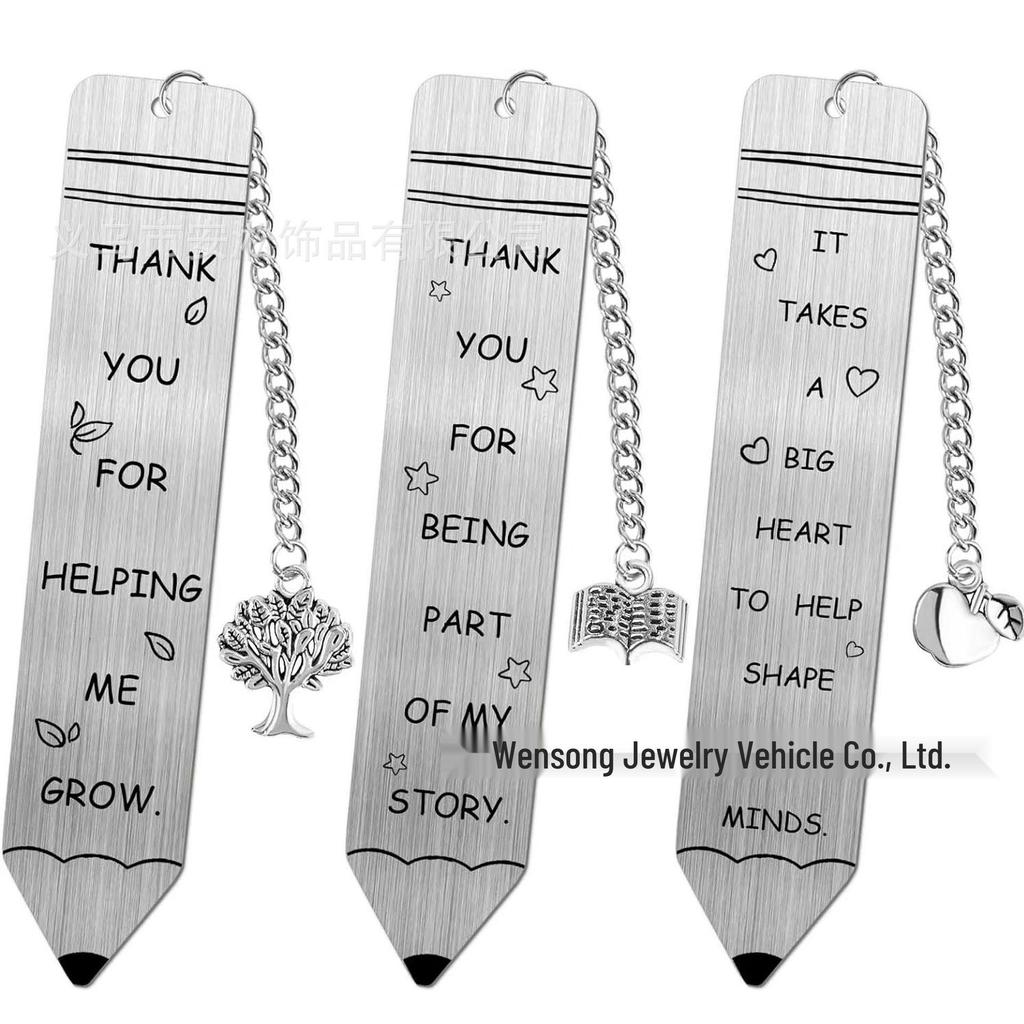 Metal Bookmark & Pen Inspirational Teacher's Day Gift for Students
