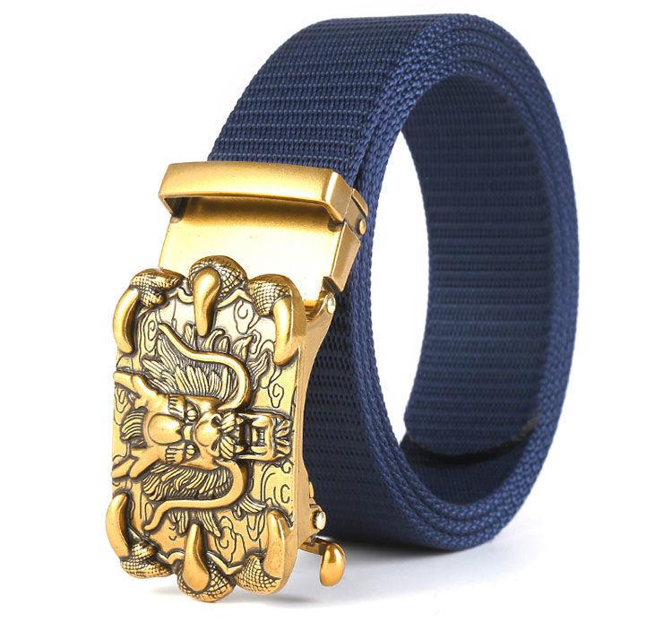 Men'S Nylon Belt Business Automatic Buckle Belt Casual Canvas Toothless Buckle Belt Strength Delivery