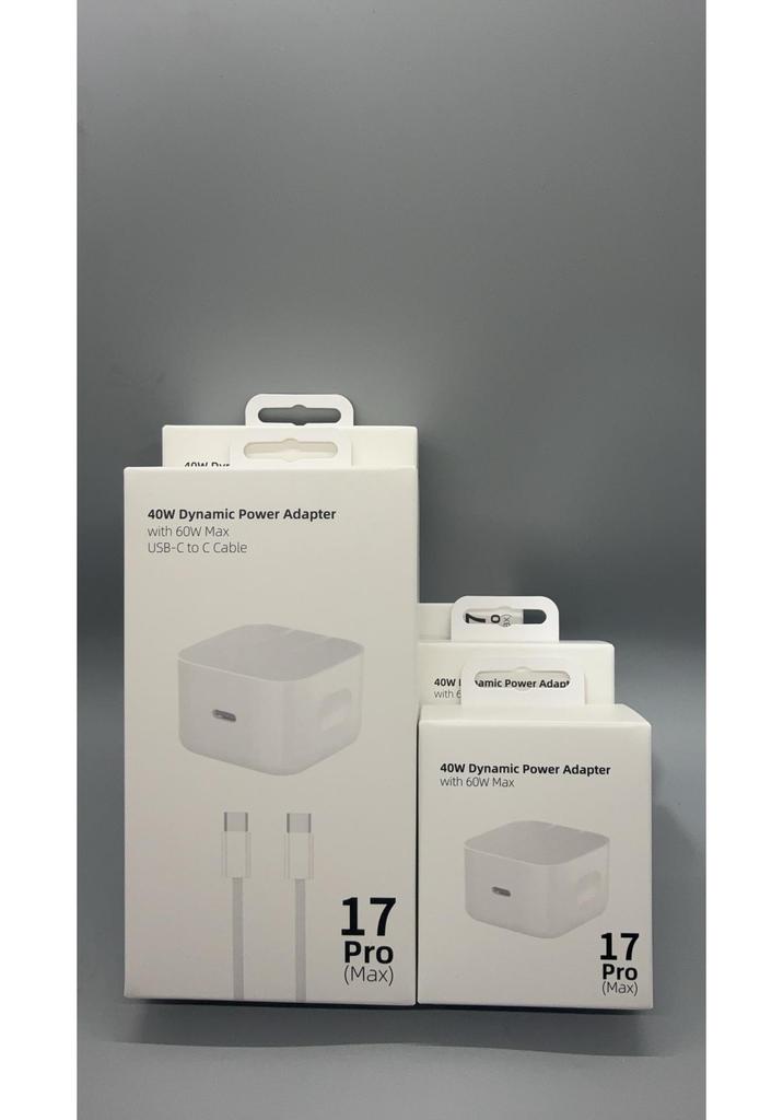 Pinfeida 40W Dynamic Power Adapter, 60W Compatible, for Apple 17 Pro Max Fast Charging Set.
