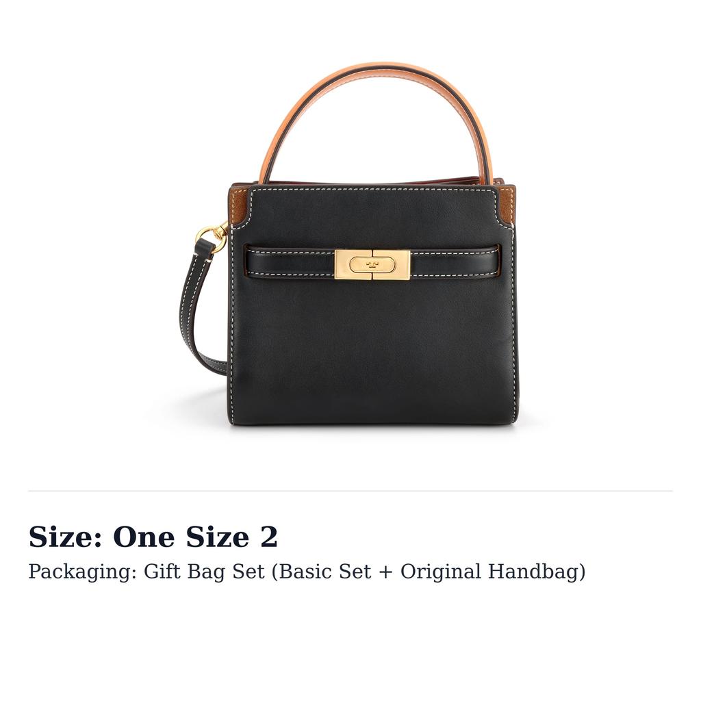 Tory Burch Tory Burch Lee Radziwill Cow Leather Shoulder Bag, Crossbody Bag, Handbag Mini Women's Black & Black Gold 75662-001