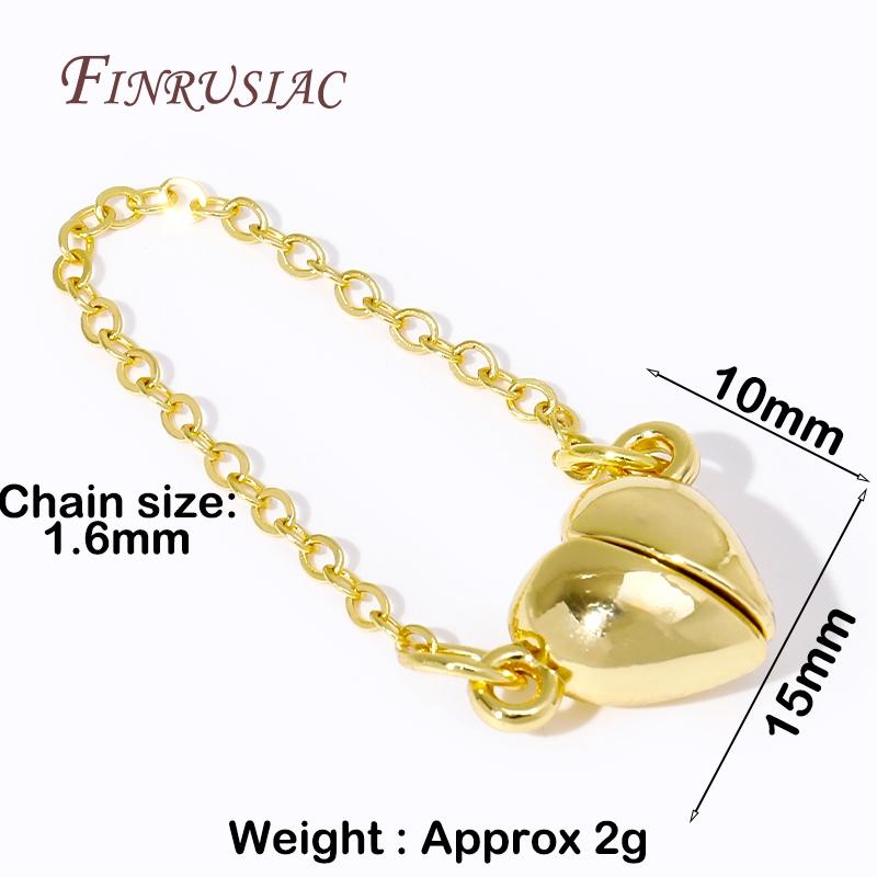 DIY Bracelets Accessories 18K Gold Plated Strong Magnetic Clasps Heart Magnet End Clasp Connectors For Jewelry Making Fittings