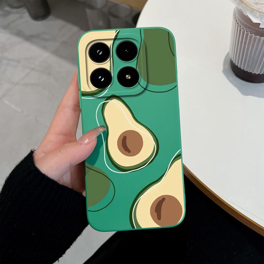 For Xiaomi 17 14 14T 15 15T Pro Poco C71 C75 M7 M8 F7 F8 Phone Case Cute Flower Avocado Pattern Shockproof Silicone Back Cover Shell For Xiaomi Casing