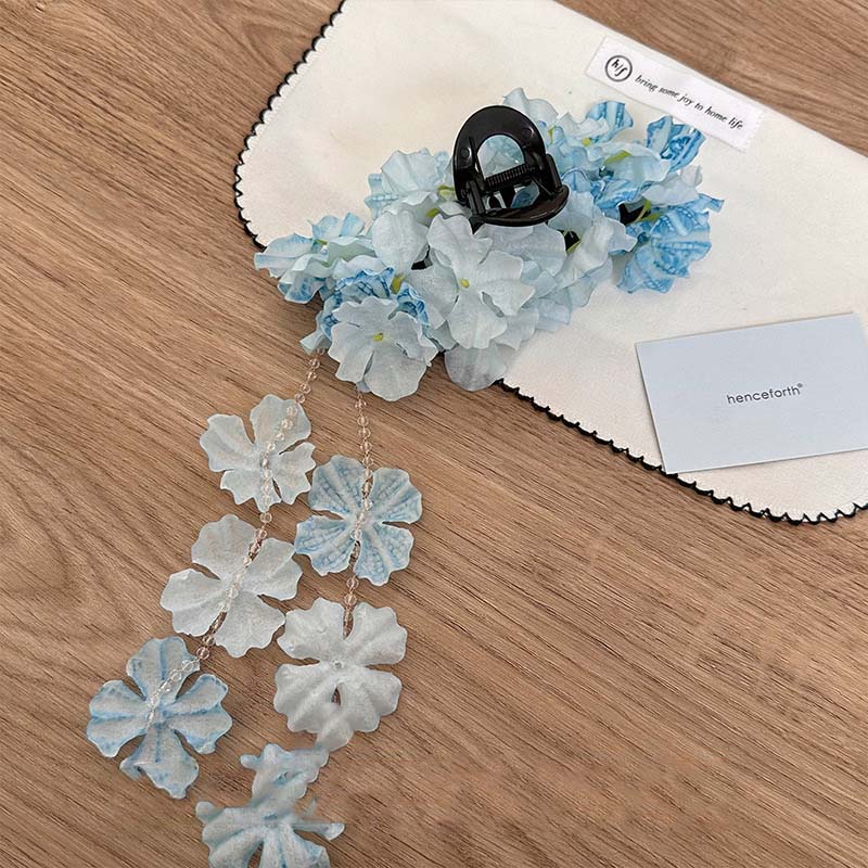 Bohemia Colorful Hydrangea Flower Hair Claw For Women Girls Sweet Cute Petal Tassel Shark Hair Clip Hairpin Hair Accessories