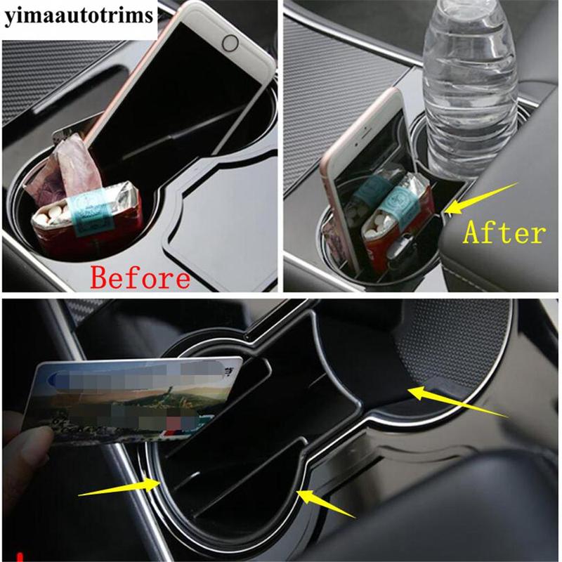 Center Console Water Cup Storage Box Frame Cover Trim Accessories Interior For Tesla Model 3 2018 -  / Model Y  - 2024