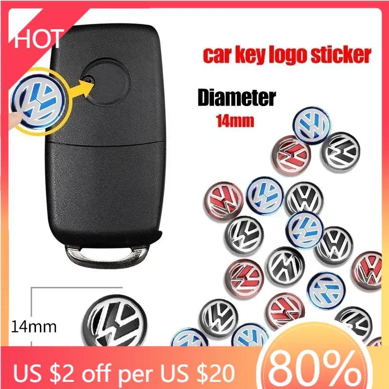 14MM Car Remote Key Sticker Aluminum Emblem Decoration Decal For Volkswagen VW Caddy CC Touareg Tiguan Touran T-ROC Accessories