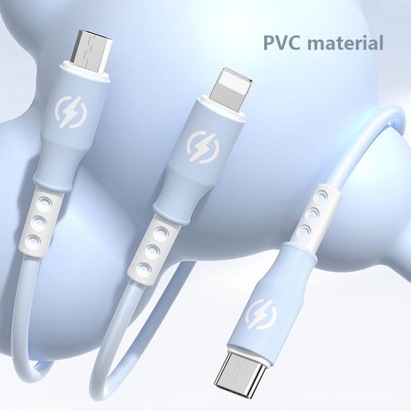 3 In 1 66W Data Cable Liquid 6A Super Fast Charging Fast Charging Three In One Charging Cable 1.2M
