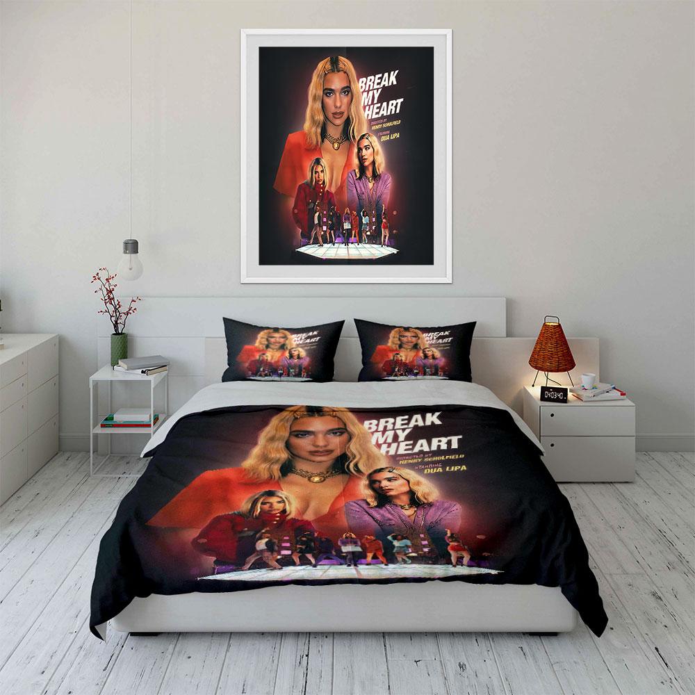 Break My Heart Poster Graphic Bedding Duvet Cover Set Duvet Cover Pillowcases  (1*Duvet Cover 2*Pillowcases, Without Duvet Insert)